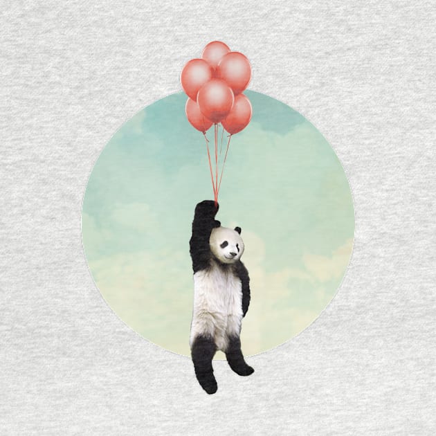 Pandaloons - Panda Bear floating with red balloons by Vin Zzep